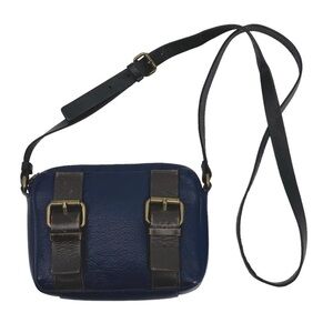 Kelsi Dagger Grasslands Little Crossbody Double Buckle Bag Navy & Brown Purse